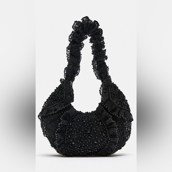 Zara Handbags - NWT Zara beaded shoulder bag in black